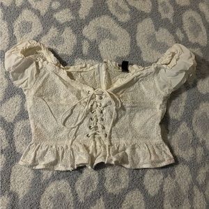 windsor lace bustier off shoulder crop top